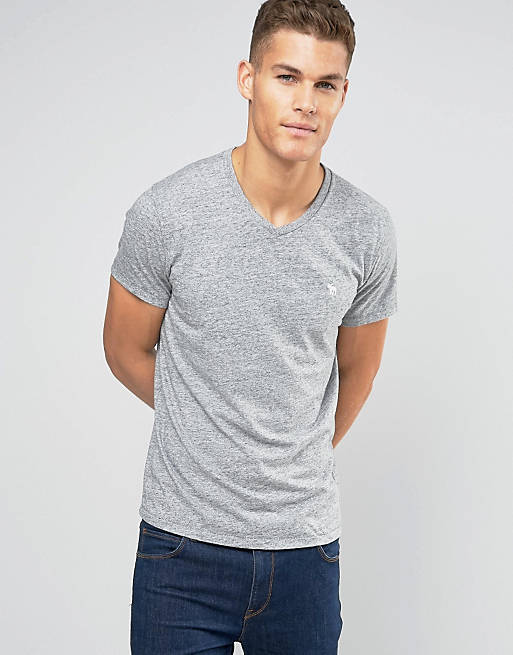 Abercrombie & Fitch T-Shirt With V-Neck In Slim Muscle Fit in Grey | ASOS