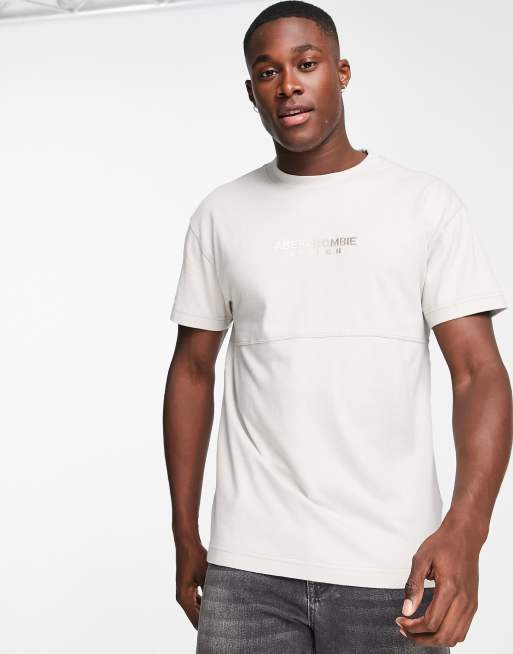 Abercrombie & Fitch – T-shirt z logo z przodu w kolorze gołębiej szarości
