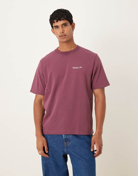 Abercrombie & Fitch - T-shirts manches courtes de designers avec logo sur la poitrine - Bordeaux - view 1