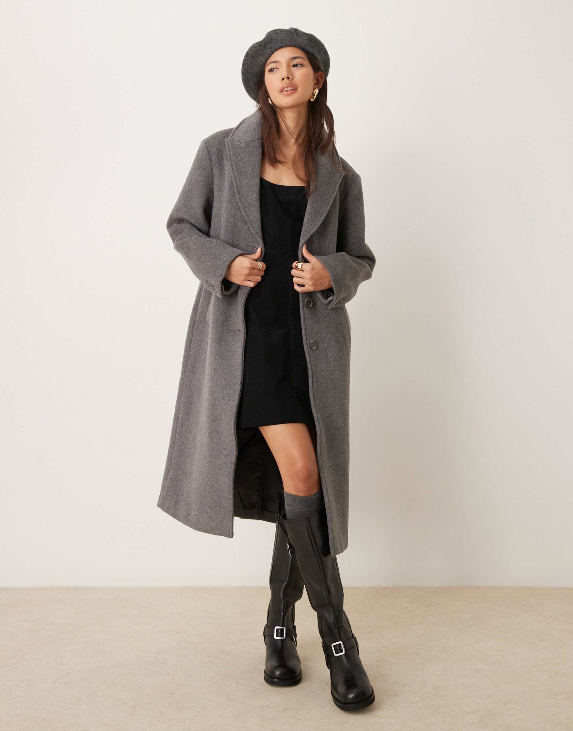 abercrombie & fitch tailored coat in gray