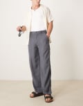 [Abercrombie & Fitch] Abercrombie & Fitch tailored linen blend baggy pants in pinstripe grey W38 Pinstripe