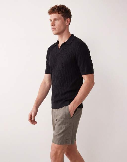 Abercrombie & Fitch tailored linen blend shorts in dark green, 3 of 5
