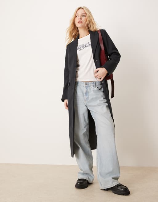 Abercrombie & Fitch tailored long jacket in black, 2 of 4