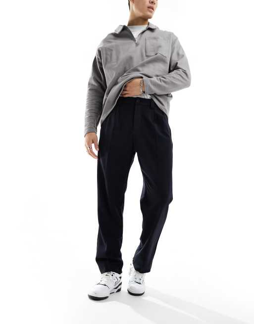 Abercrombie & Fitch tailored loose fit smart pants in black