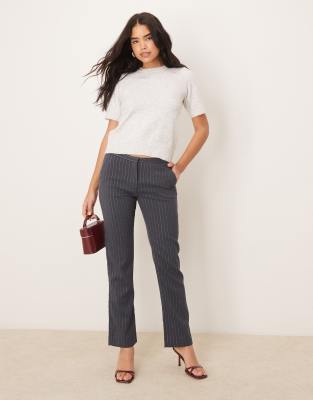 tailored pinstripe pants in gray