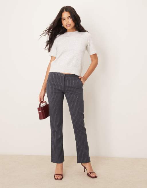 Abercrombie & Fitch tailored pinstripe pants in gray