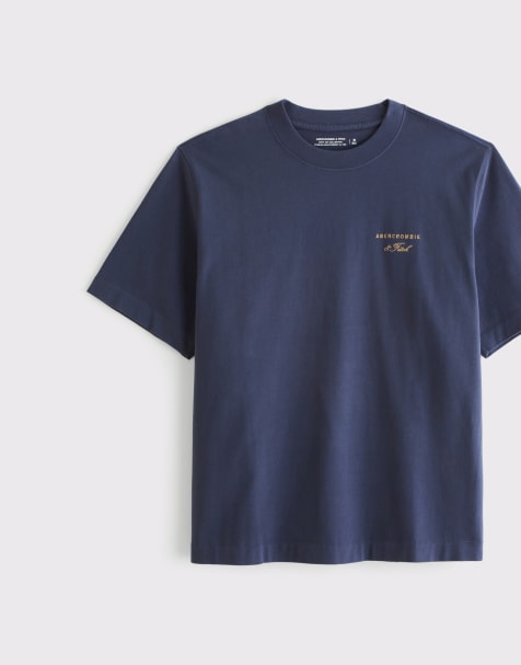 Abercrombie & Fitch Tall premium heavyweight 2.0 logo tee in sapphire - view 1