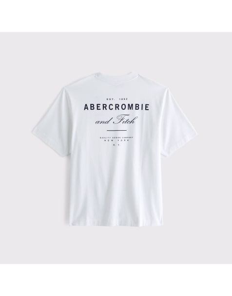 Abercrombie & Fitch Tall premium heavyweight 2.0 logo tee in white - view 1