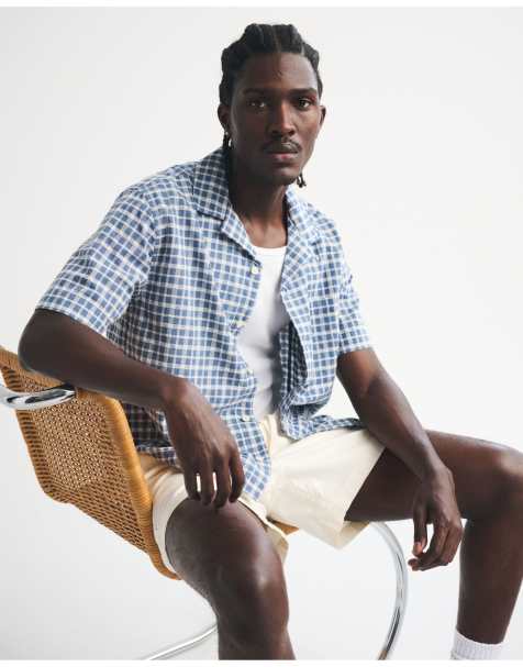 Abercrombie & Fitch Tall resort shirt in royal indigo check - view 1