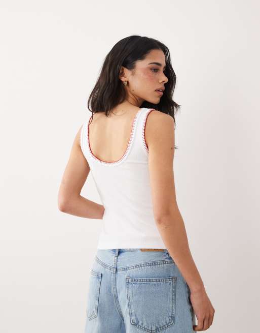 Abercrombie & Fitch – Tanktop in Weiß mit U-Ausschnitt und Logo, 4 von 4