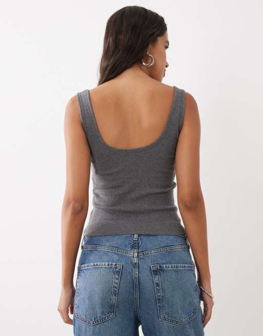 Abercrombie & Fitch Tanktop mit U-Ausschnitt ohne BH in Grau, 4 von 4