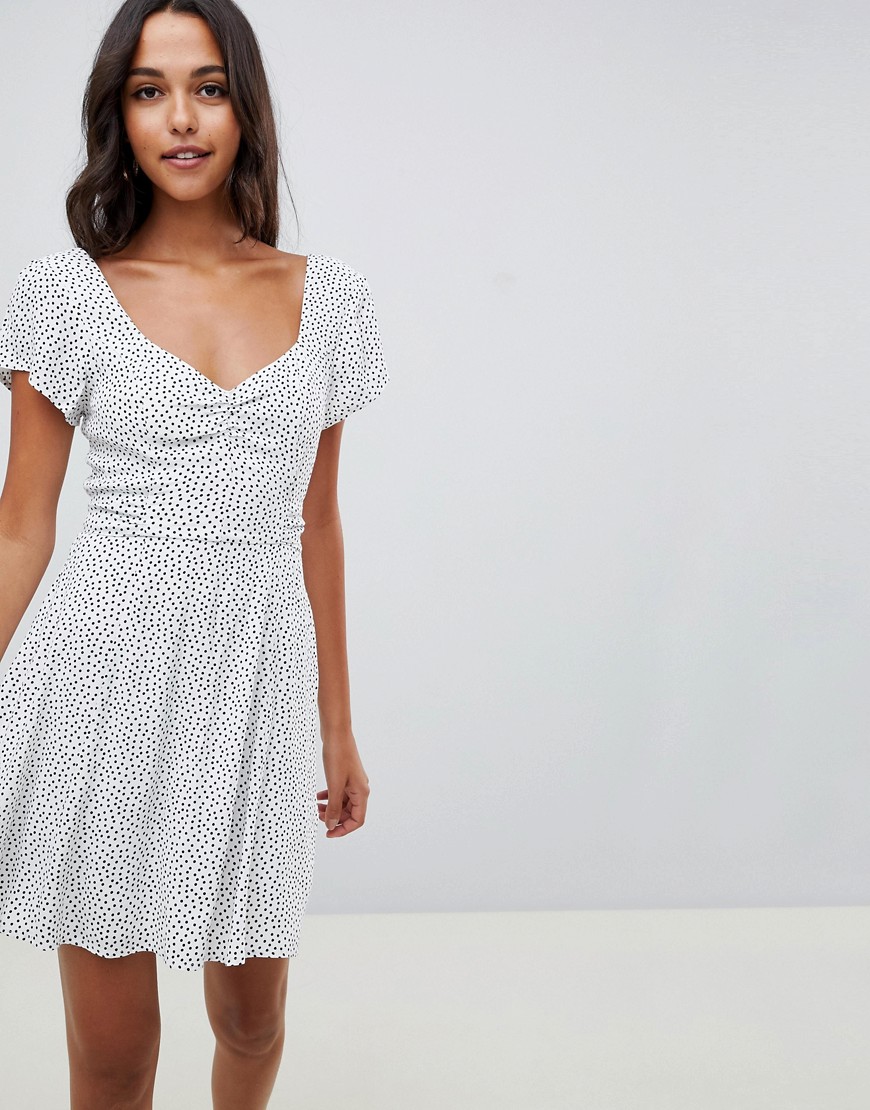 Abercrombie & Fitch Tea Dress With Wrap Detail In Ditsy Spot-multi