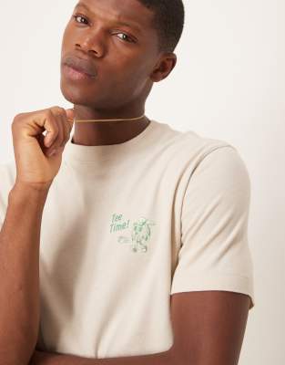 Abercrombie & Fitch Tea Time Graphic Back Print T-shirt In Neutral