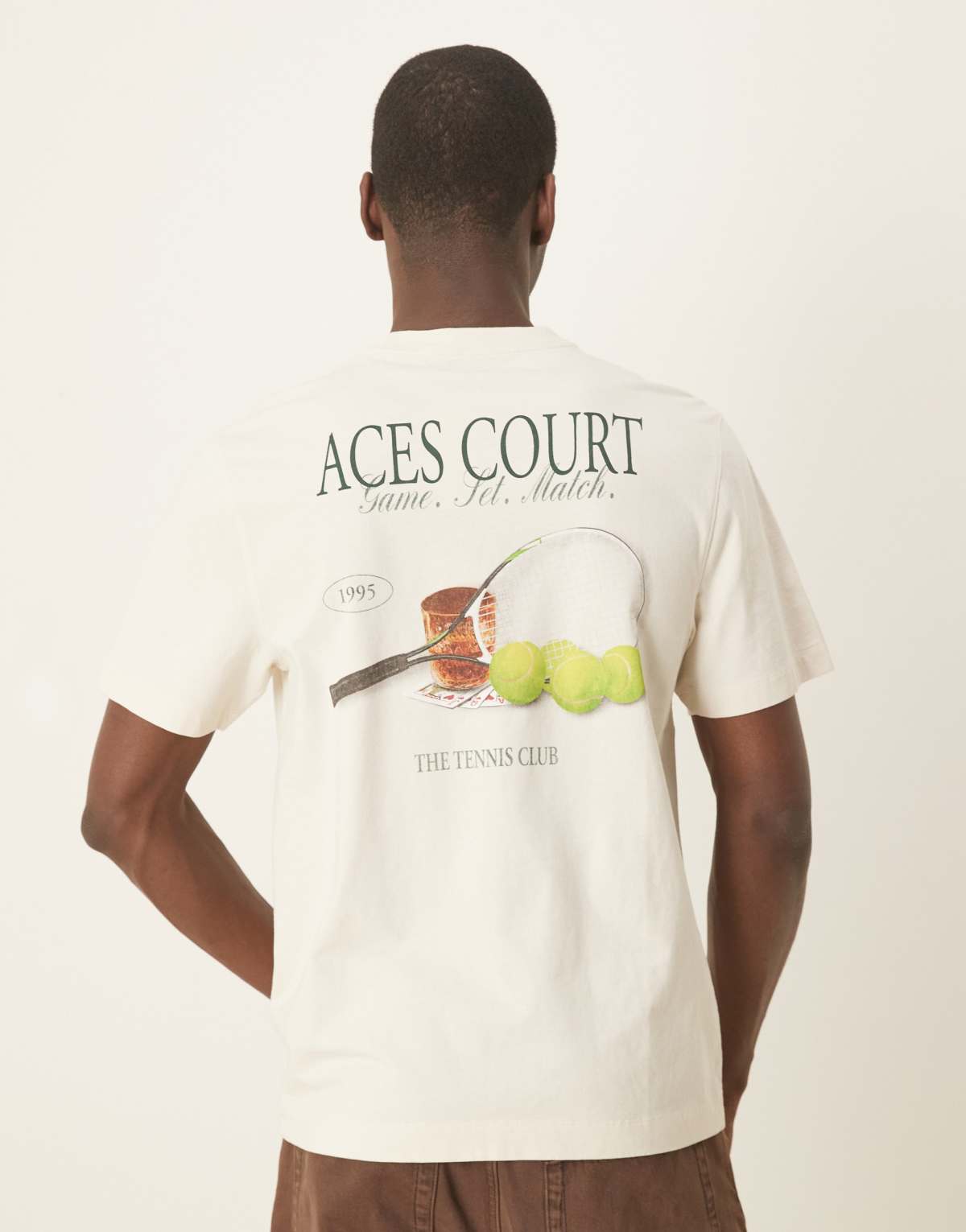 Abercrombie & Fitch tennis back print classic t-shirt in beige