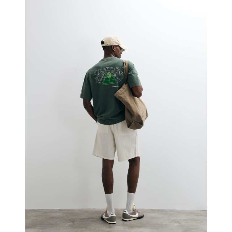 Abercrombie & Fitch tennis court back graphic T-shirt in green | ASOS