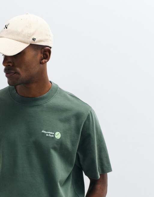 Abercrombie & Fitch tennis court back graphic T-shirt in green | ASOS