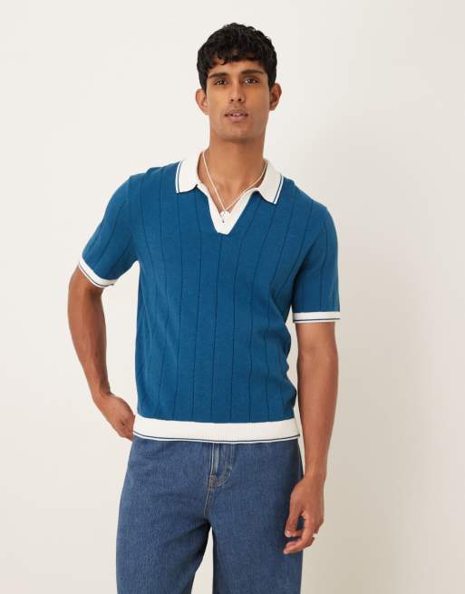 Abercrombie & Fitch - Tennis poloshirt met korte mouwen in blauw