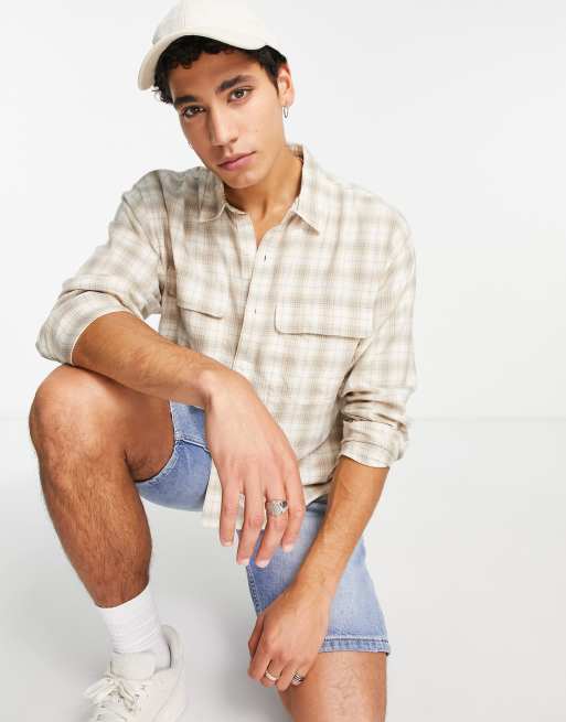 Abercrombie & Fitch - Ternet 90'er skjorte med oversized pasform i gul, 3 af 4