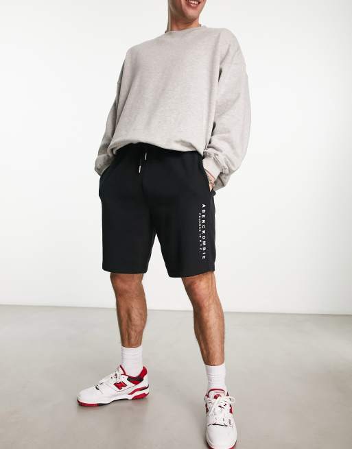 Abercrombie & Fitch terry trend logo shorts in black