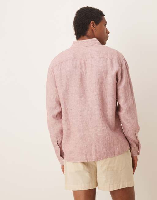 Abercrombie & Fitch textured linen shirt in pink, 2 of 4