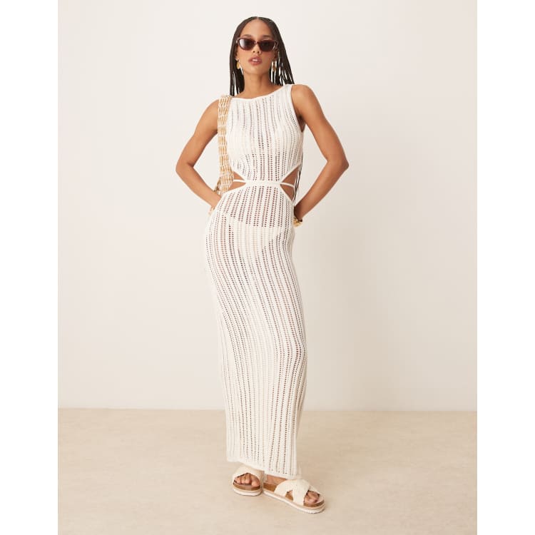 Abercrombie & Fitch textured slash neck cut-out waist maxi