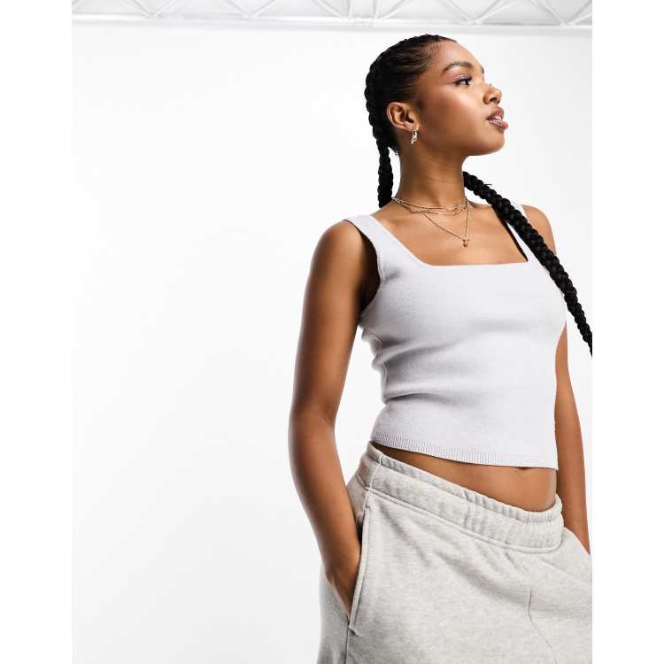 Women's Sleeveless Square Neck Crop Tank Top - Ribbed Slim Fit Summer Cami