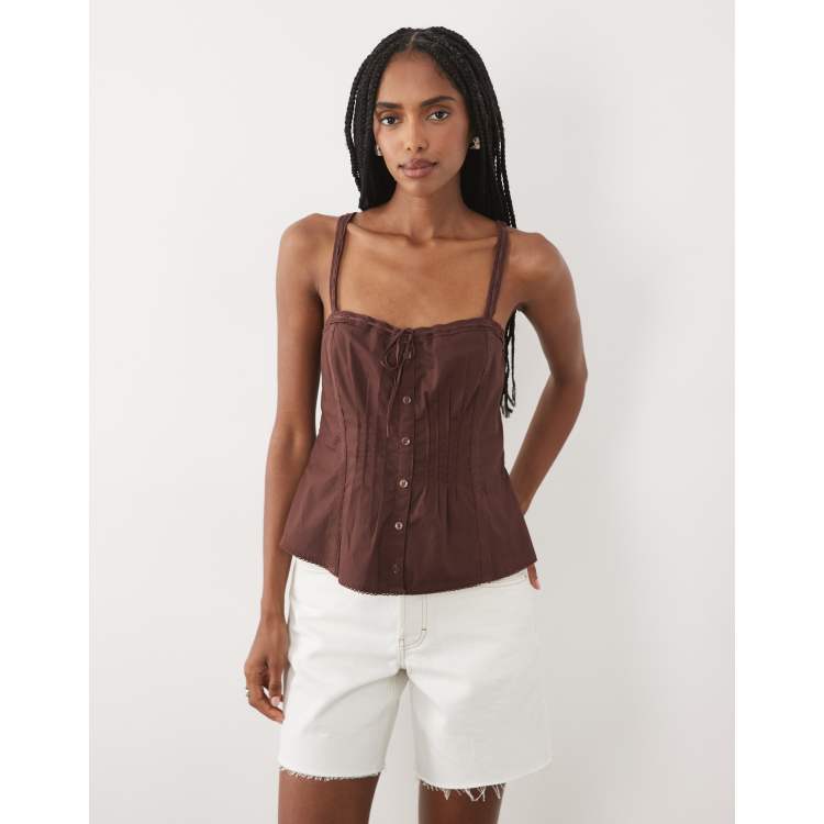 Abercrombie & Fitch tie front cami in brown - part of a set | ASOS