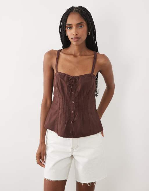 Abercrombie & Fitch tie front cami in brown - part of a set | ASOS