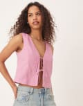[Abercrombie & Fitch] Abercrombie & Fitch tie front singlet top in pink M PINK