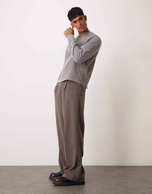 Abercrombie & Fitch - Tijdloos oversized T-shirt met lange mouwen en logo in antraciet