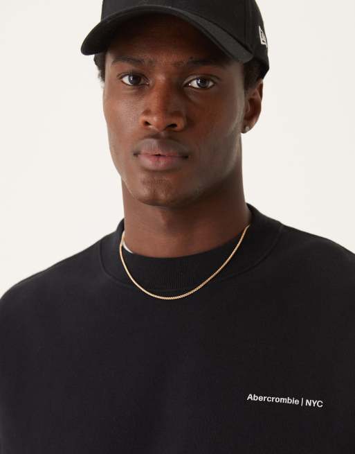 Abercrombie Fitch timeless logo crew sweatshirt in black