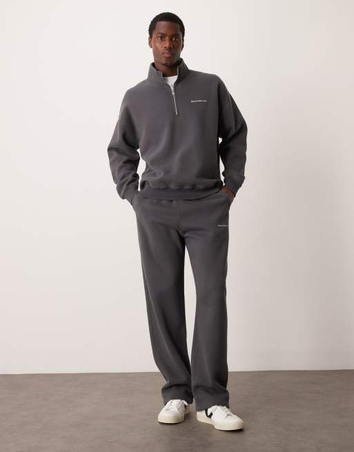Abercrombie & Fitch timeless logo half zip sweatshirt in dark grey