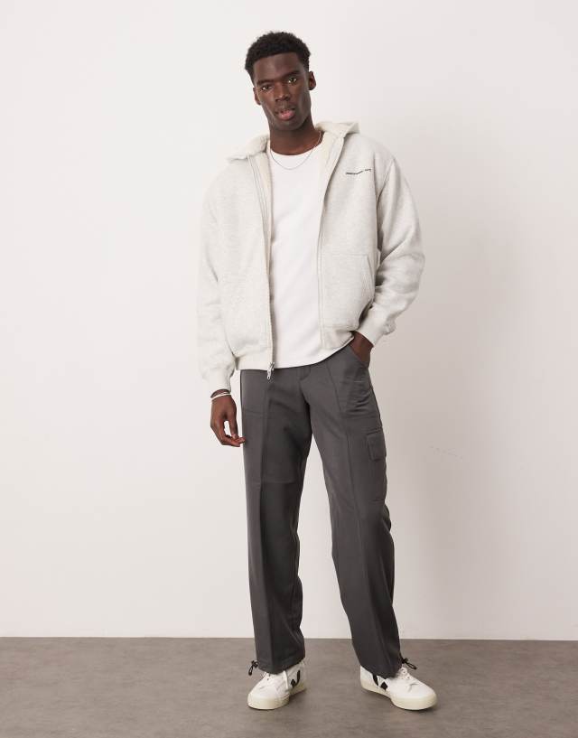 Abercrombie & Fitch timeless logo sherpa lined full zip hoodie in