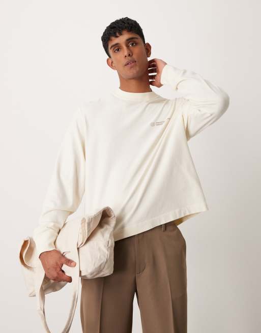 Abercrombie Fitch timeless logo vintage oversized long sleeve t shirt in cream ASOS