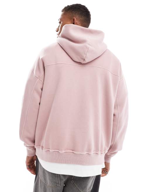 Abercrombie & Fitch – Timeless – Rosa huvtröja i oversize med logga, 3 av 4