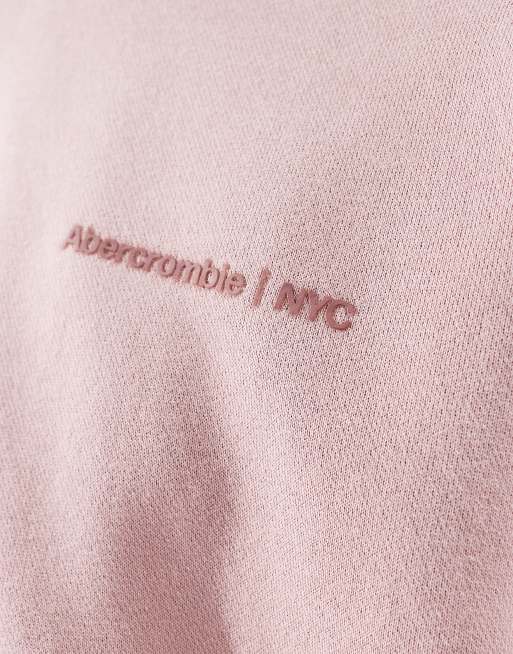 Abercrombie & Fitch – Timeless – Rosa huvtröja i oversize med logga, 4 av 4