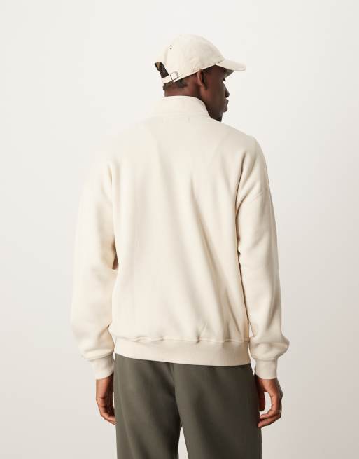 Abercrombie & Fitch - Timeless - Sweat à logo et encolure zippée - Crème, 3 de 4
