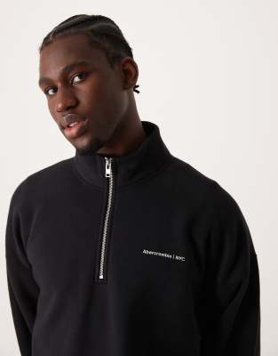 Abercrombie & Fitch - Timeless - Sweat-shirt d'ensemble à logo et col zippé - Noir - view 1