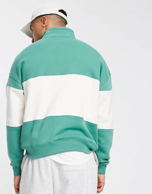 Abercrombie & Fitch tonal chest panel half snap sweatshirt in