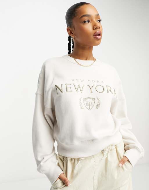 Abercrombie and fitch white sweatshirt new arrivals