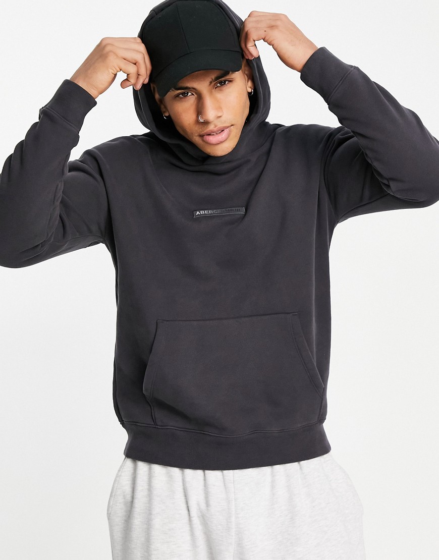 Abercrombie & Fitch Tonal Front Logo Hoodie In Black