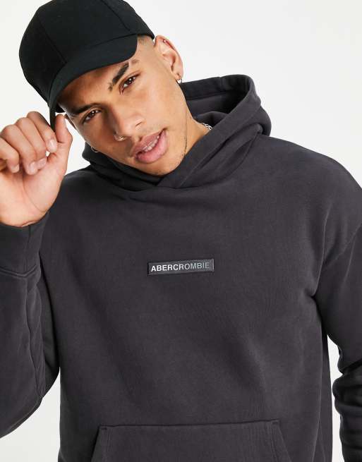 Abercrombie Fitch Tonal Front Logo Hoodie In Black Asos