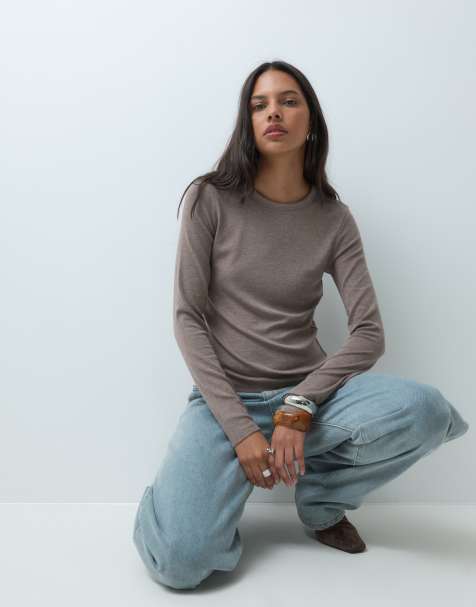 Abercrombie & Fitch top à manches longues doux au toucher beige - view 1