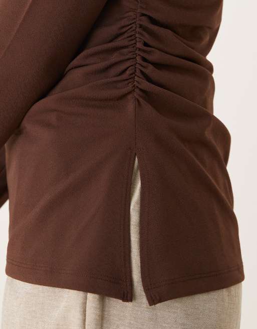 Abercrombie & Fitch - Top à manches longues et encolure bateau - Marron, 3 de 4