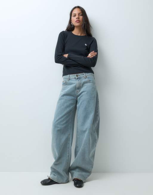 Abercrombie & Fitch top a maniche lunghe a coste nero, 2 di 5