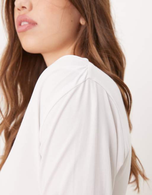 Abercrombie & Fitch - Top a maniche lunghe bianco con scollo a barchetta, 2 di 4