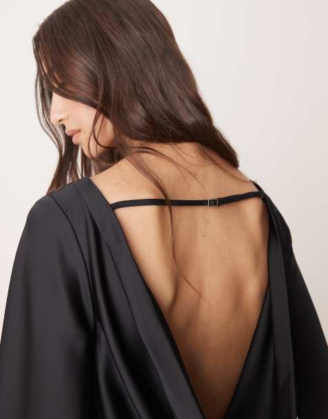 Abercrombie & Fitch - Top a maniche lunghe in raso nero - view 1