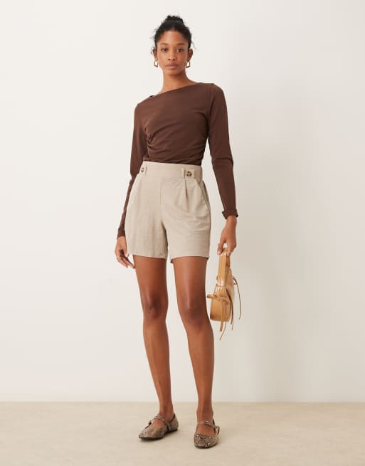 Abercrombie & Fitch - Top a maniche lunghe marrone con scollo a barchetta, 4 di 4
