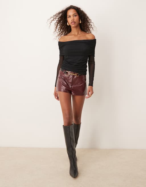 Abercrombie & Fitch - Top a maniche lunghe nero in rete con spalle scoperte, 4 di 4