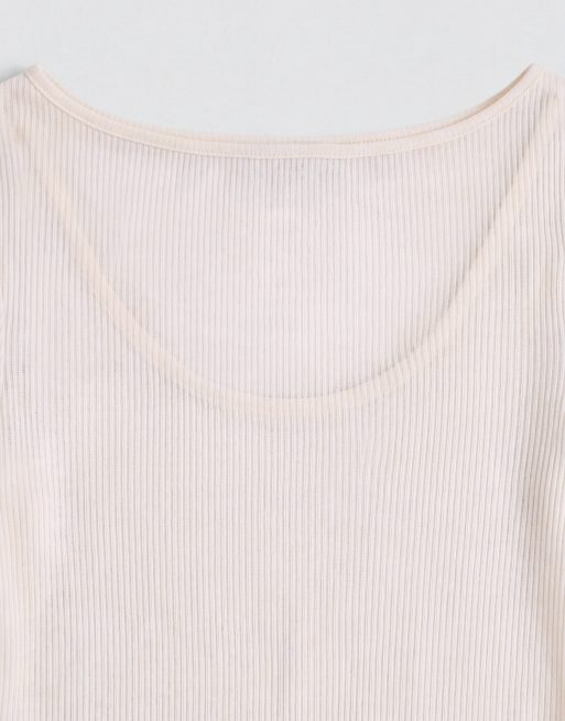Abercrombie & Fitch top a strati a maniche lunghe trasparente color crema, 9 di 9